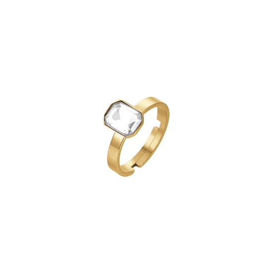 BAGUE POUR FEMME EN ACIER IP OR AVEC CRISTAUX BLANCS Luca Barra