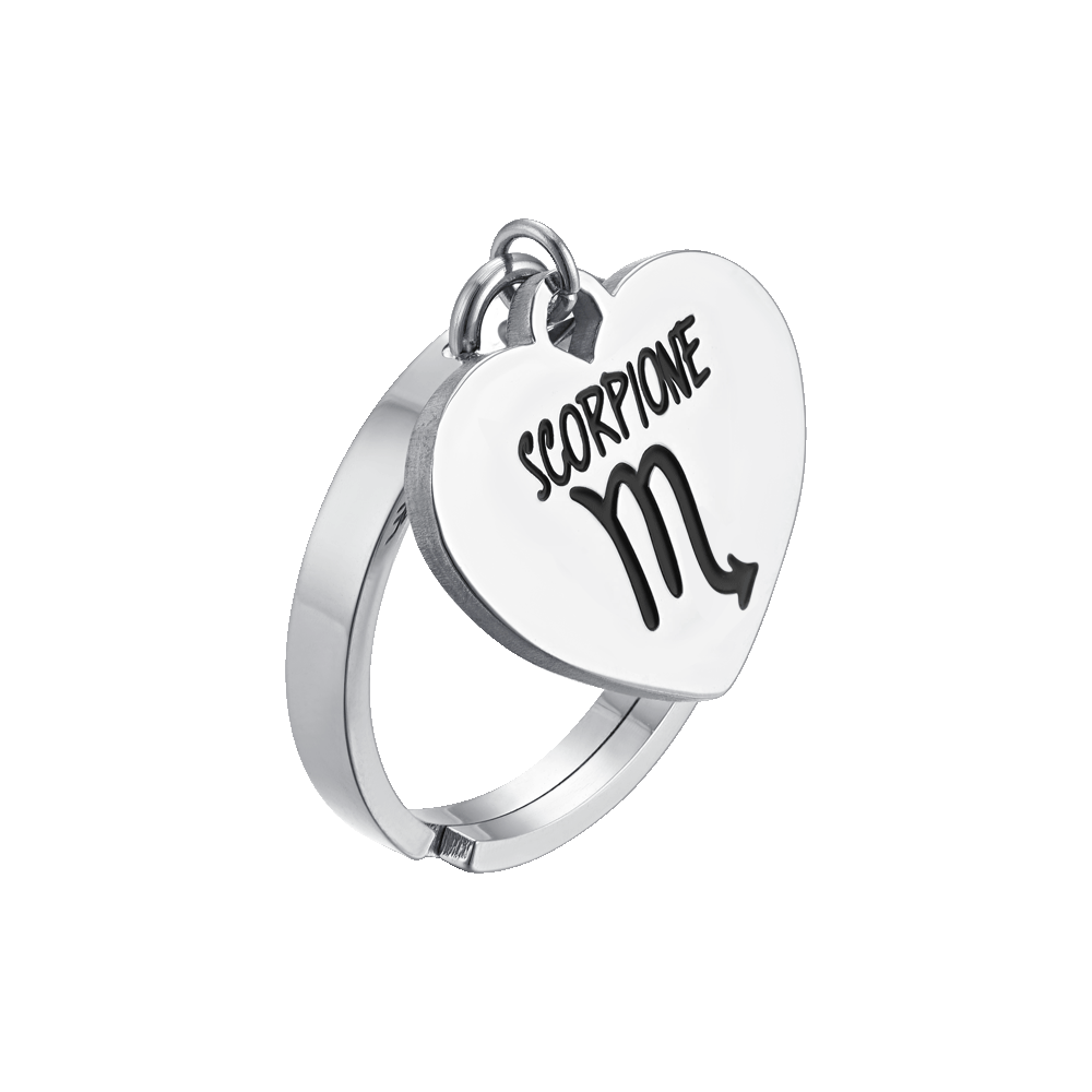 BAGUE FEMME EN ACIER SIGNE DU ZODIAQUE SCORPION AVEC COEUR