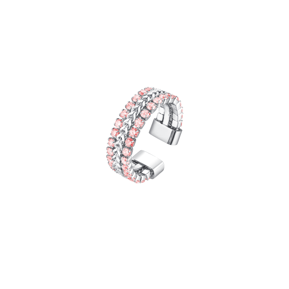 BAGUE FEMME EN ACIER AVEC CRISTAUX BLANCS TAILLE M