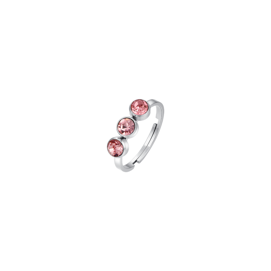 BAGUE EN ACIER POUR FEMME AVEC CRISTAUX ROSES