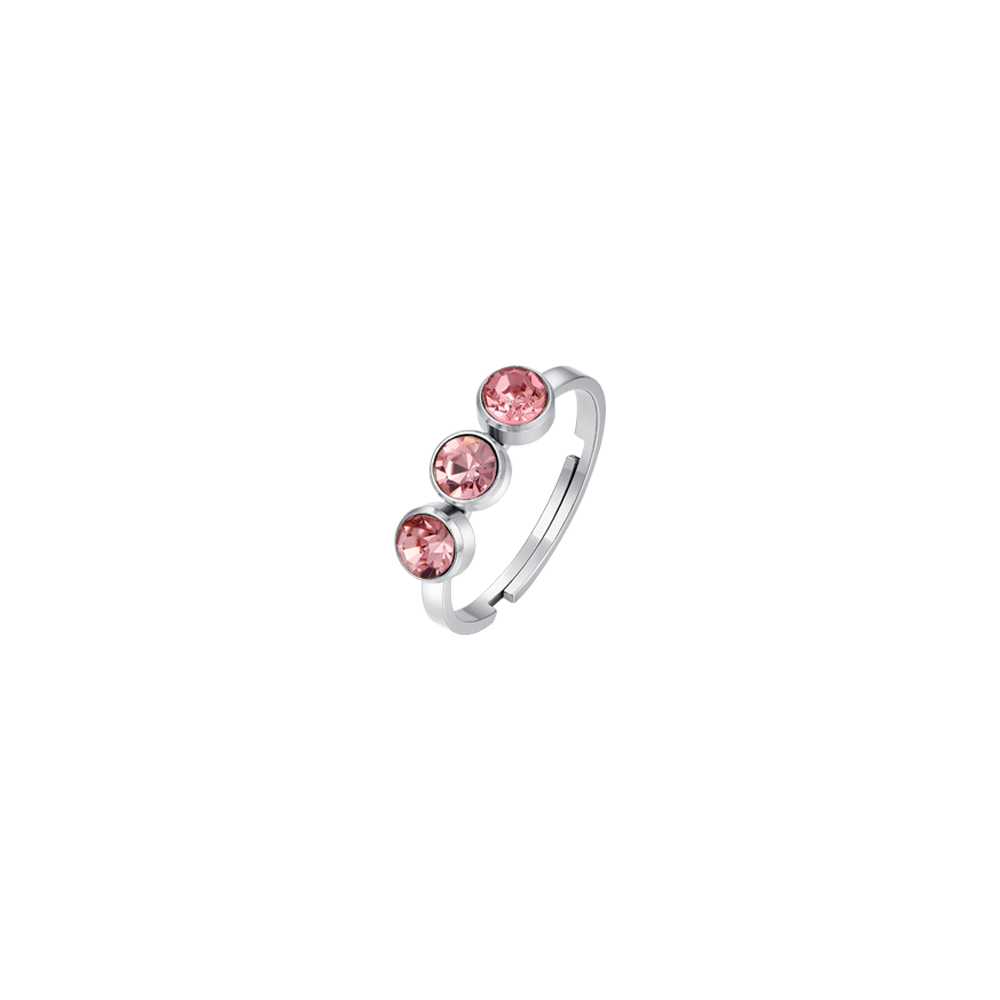 BAGUE EN ACIER POUR FEMME AVEC CRISTAUX ROSES