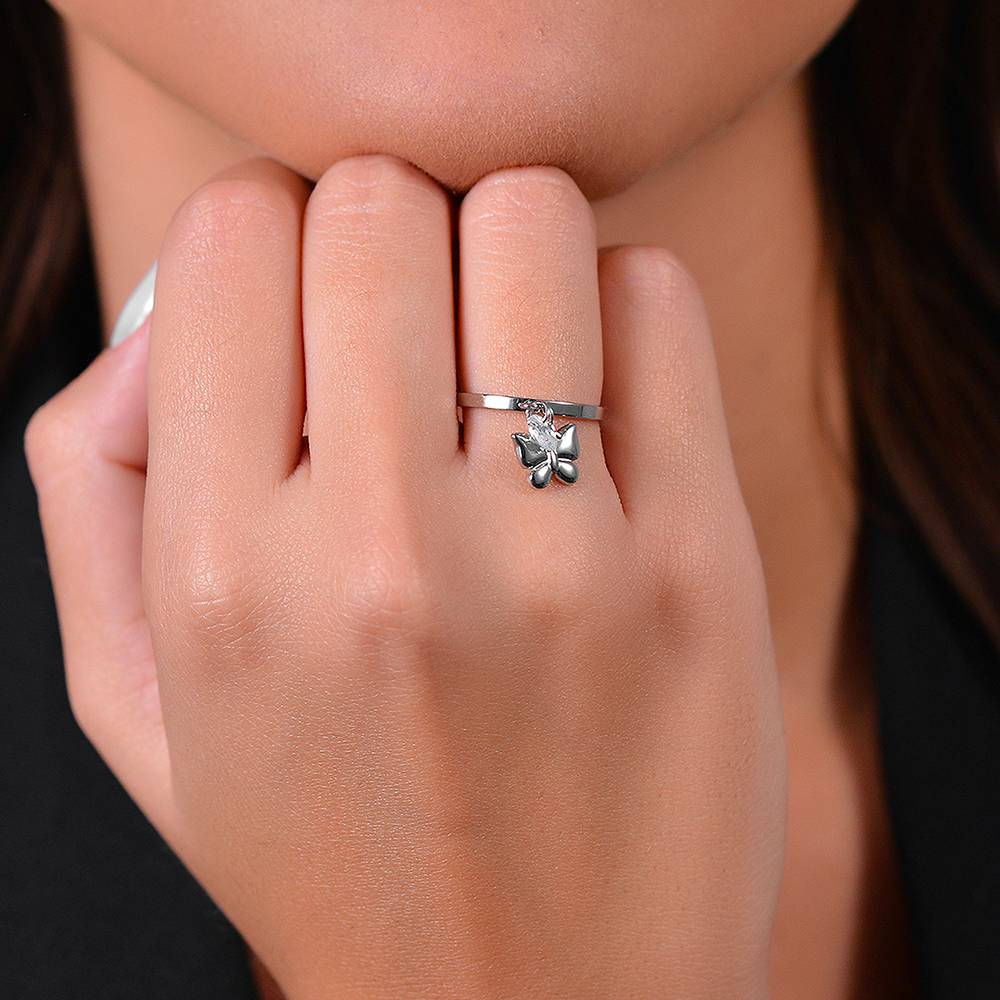 BAGUE POUR FEMME EN ACIER AVEC PAPILLON ET ZIRCON CUBIQUE