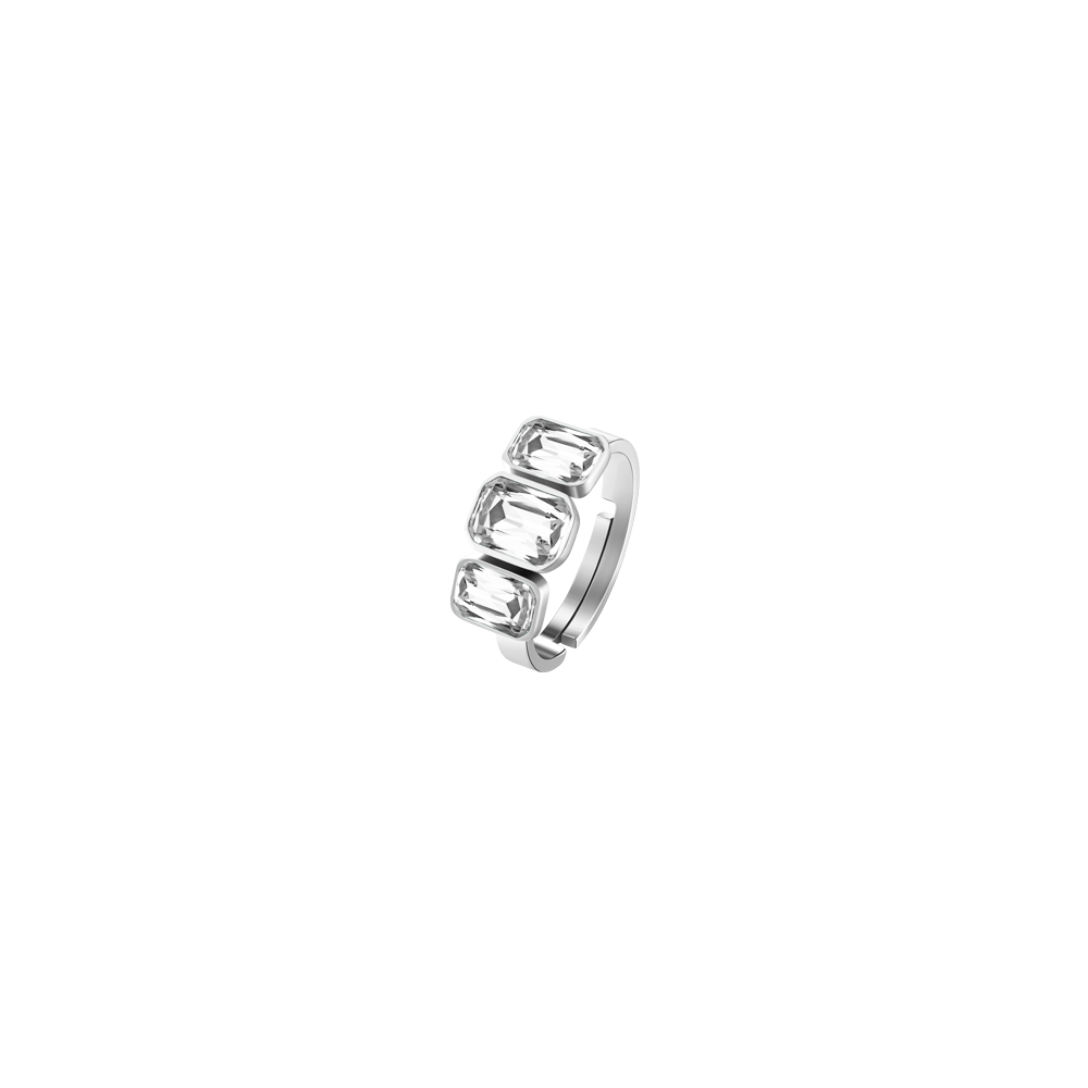 BAGUE EN ACIER POUR FEMMES AVEC CRISTAUX BLANCS
