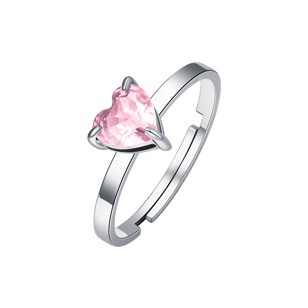 ANELLO DONNA IN ACCIAIO CON CUORE CRISTALLO ROSA