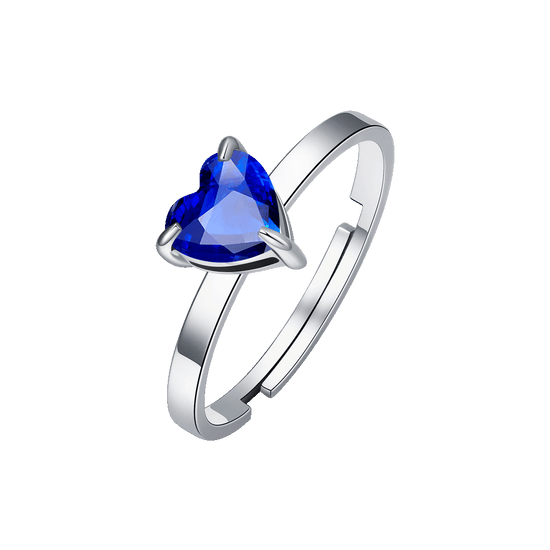 ANELLO DONNA IN ACCIAIO CON CUORE CRISTALLO BLU