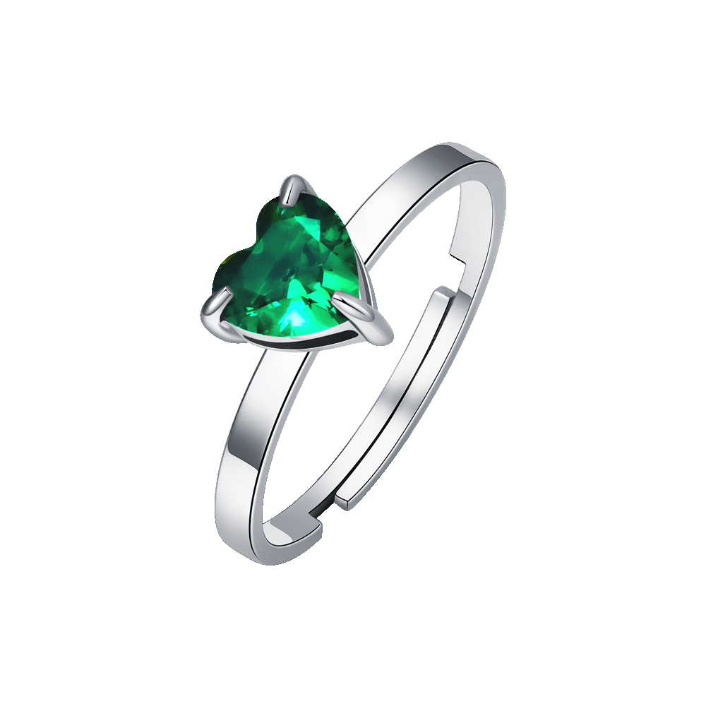 ANELLO DONNA IN ACCIAIO CON CUORE CRISTALLO VERDE
