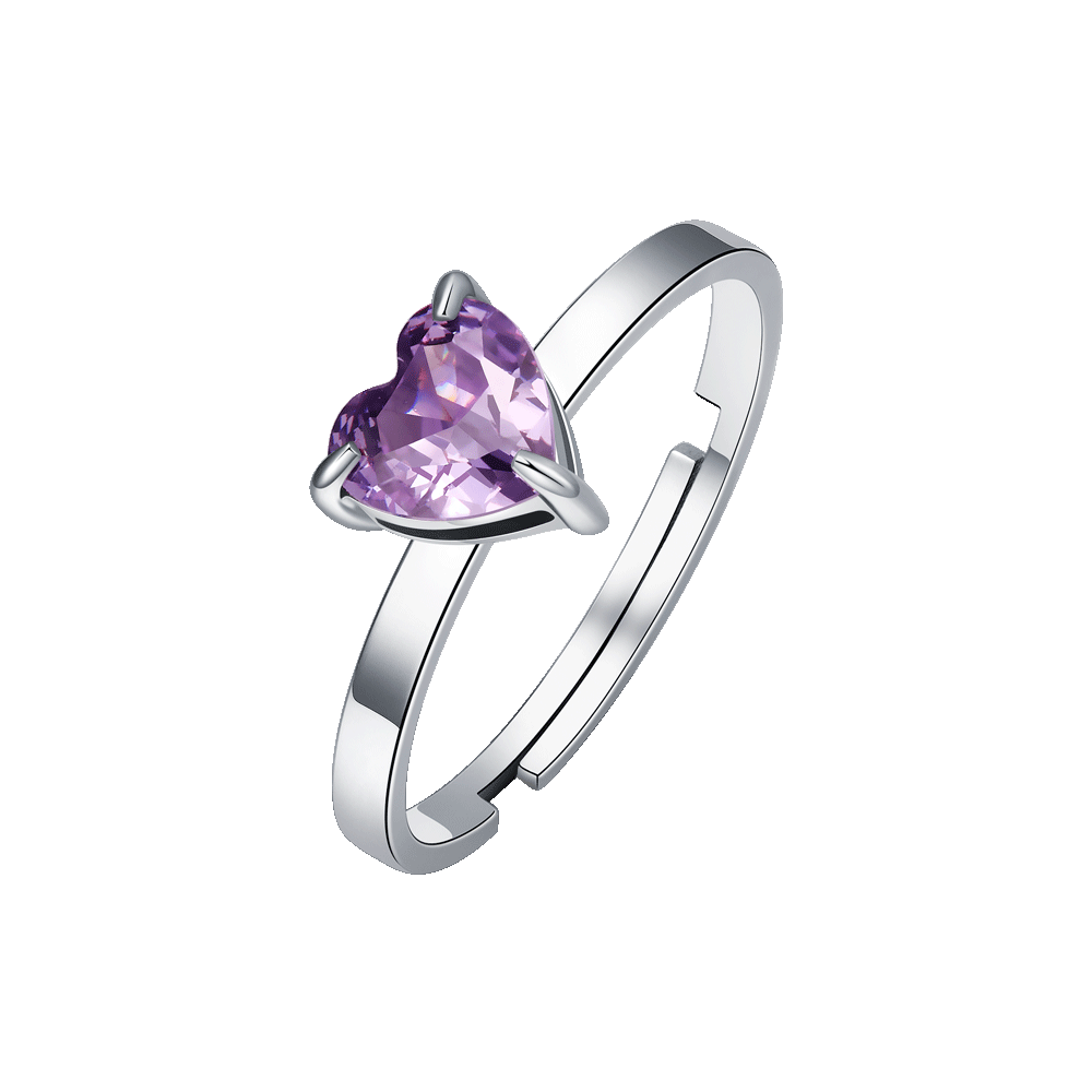 ANELLO DONNA IN ACCIAIO CON CUORE CRISTALLO VIOLA