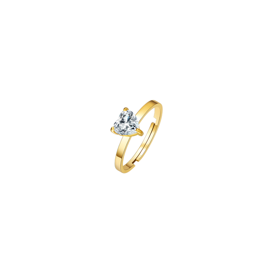 ANELLO DONNA IN ACCIAIO IP GOLD CON CUORE CRISTALLO BIANCO