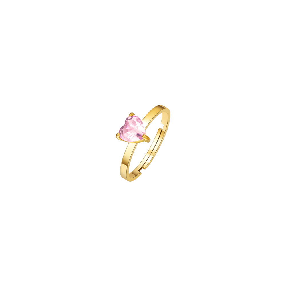ANELLO DONNA IN ACCIAIO IP GOLD CON CUORE CRISTALLO ROSA
