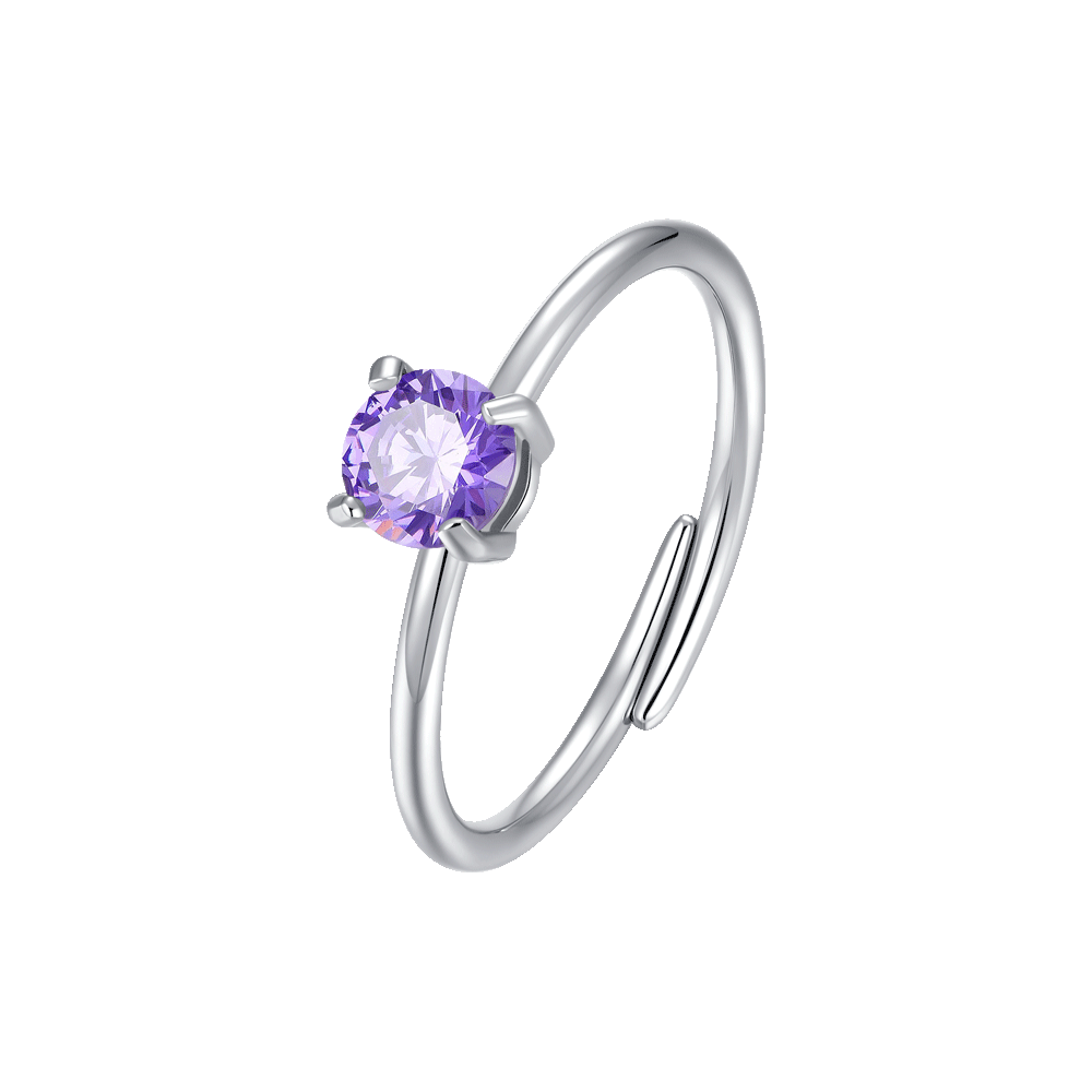 ANELLO DONNA IN ACCIAIO ZIRCONE VIOLA