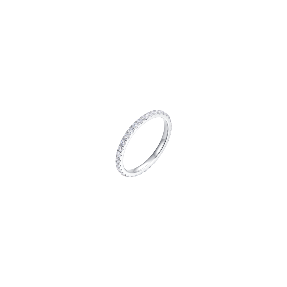 BAGUE EN ACIER POUR FEMMES AVEC CRISTAUX BLANCS