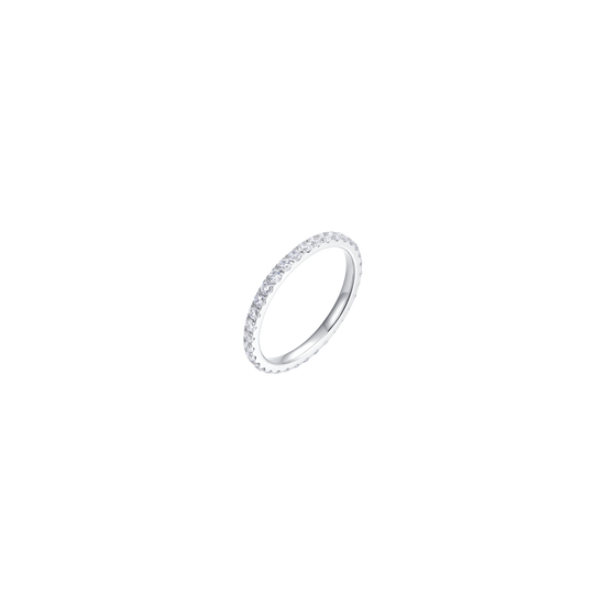 BAGUE EN ACIER POUR FEMMES AVEC CRISTAUX BLANCS