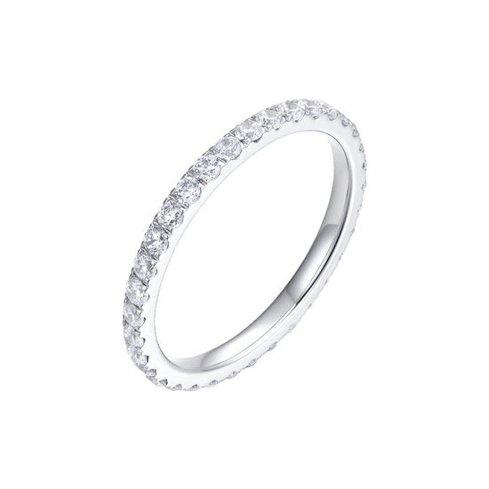 ANELLO DONNA IN ACCIAIO CON CRISTALLI BIANCHI - TAGLIA 14