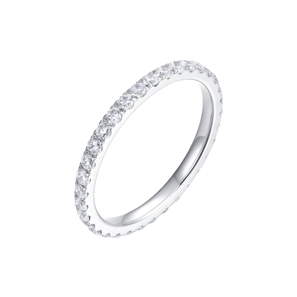 BAGUE EN ACIER POUR FEMMES AVEC CRISTAUX BLANCS