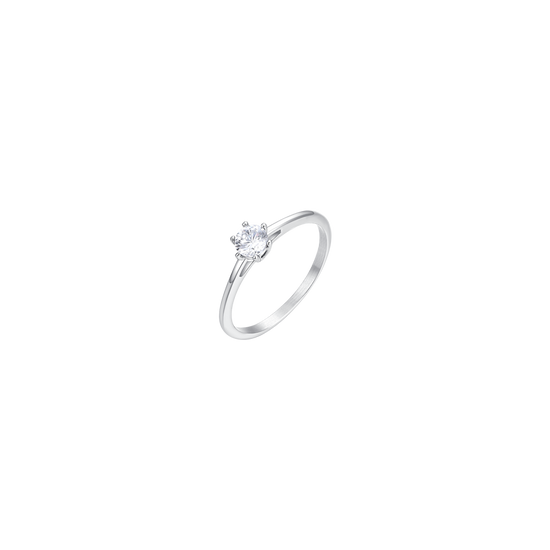 BAGUE EN ACIER POUR DAMES AVEC CRISTAL BLANC