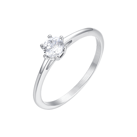 ANELLO DONNA IN ACCIAIO CON CRISTALLO BIANCO - MISURA 16