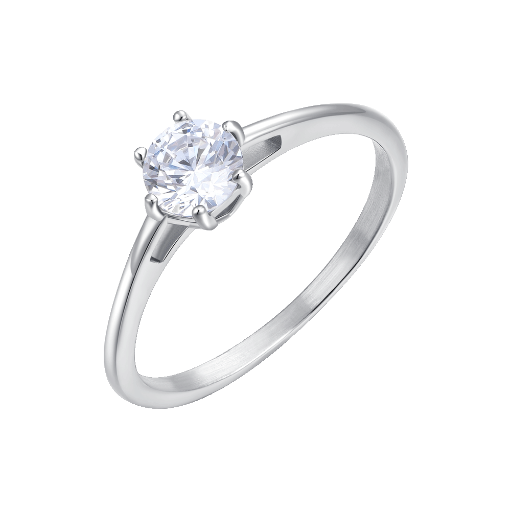 ANELLO DONNA IN ACCIAIO CON CRISTALLO BIANCO - TAGLIA 10