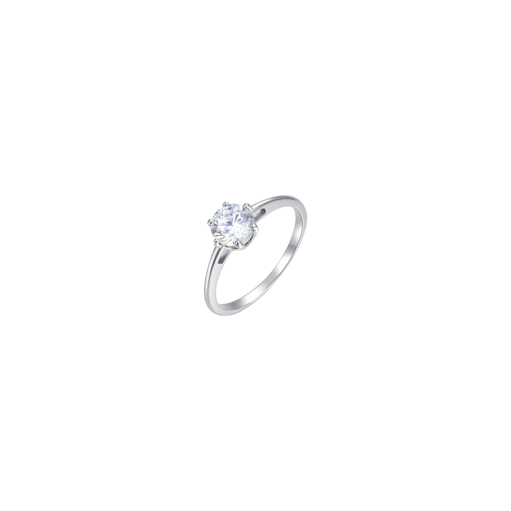 BAGUE EN ACIER POUR DAMES AVEC CRISTAL BLANC