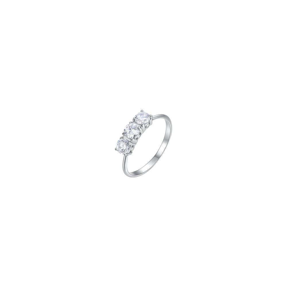 BAGUE EN ACIER POUR FEMMES AVEC CRISTAUX BLANCS