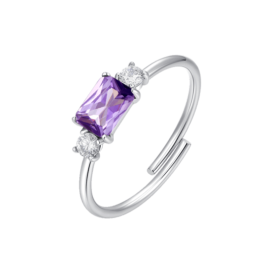 ANELLO DONNA IN ACCIAIO CON ZIRCONI VIOLA E BIANCHI