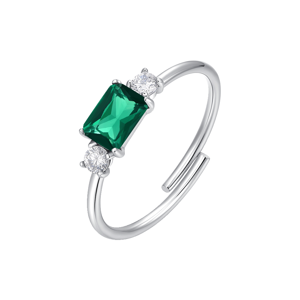 ANELLO DONNA IN ACCIAIO CON ZIRCONI VERDE E BIANCHI