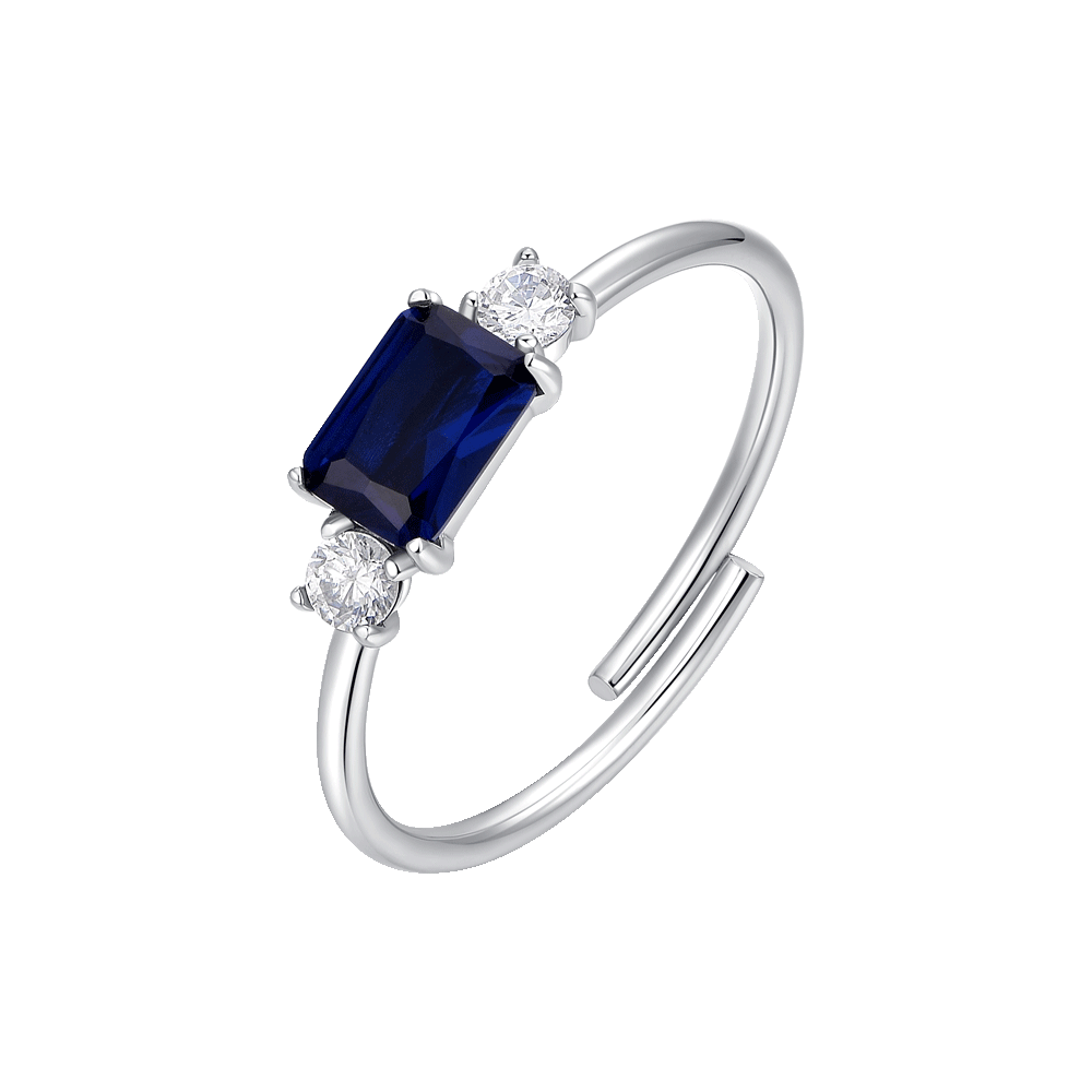 ANELLO DONNA IN ACCIAIO CON ZIRCONI BLU E BIANCHI