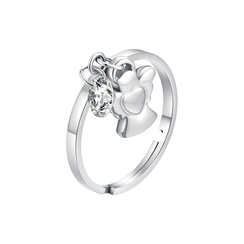 ANELLO DONNA IN ACCIAIO CON ANGELO E ZIRCONE BIANCO