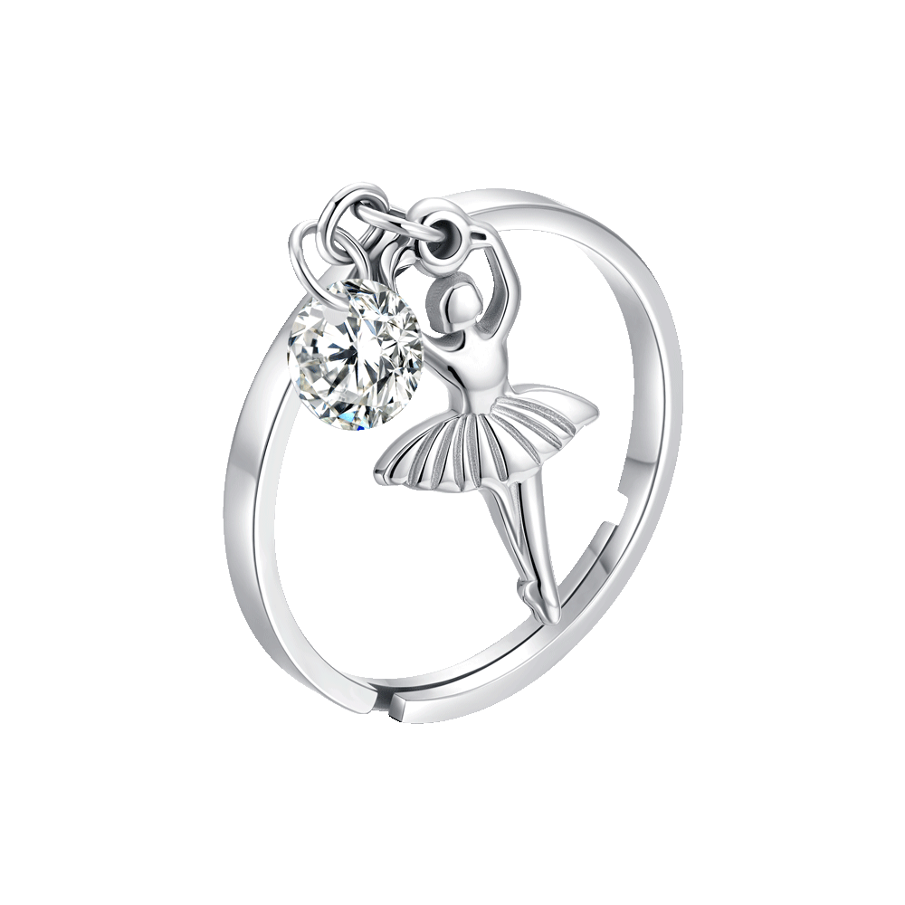 ANELLO DONNA IN ACCIAIO CON BALLERINA E ZIRCONE BIANCO
