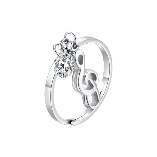ANELLO DONNA IN ACCIAIO CON NOTA MUSICALE E ZIRCONE BIANCO