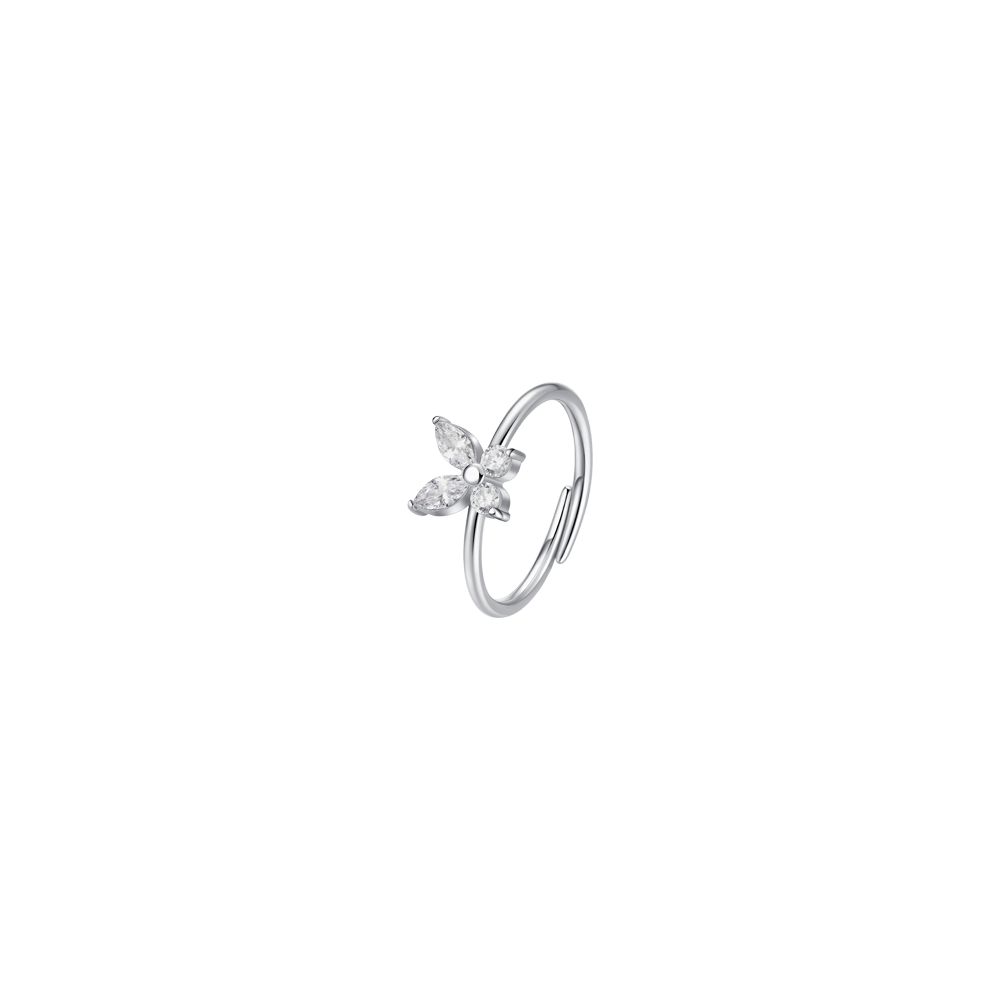 ANELLO DONNA IN ACCIAIO CON FARFALLA E ZIRCONI BIANCHI