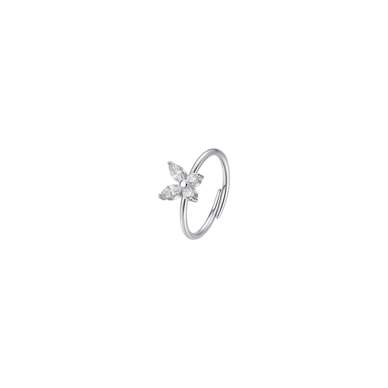 ANELLO DONNA IN ACCIAIO CON FARFALLA E ZIRCONI BIANCHI