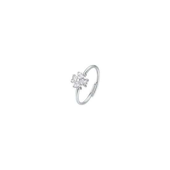 ANELLO DONNA IN ACCIAIO CON QUADRIFOGLIO ZIRCONI BIANCHI