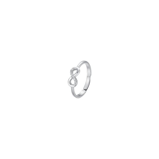 ANELLO DONNA IN ACCIAIO CON INFINITO E ZIRCONI BIANCHI