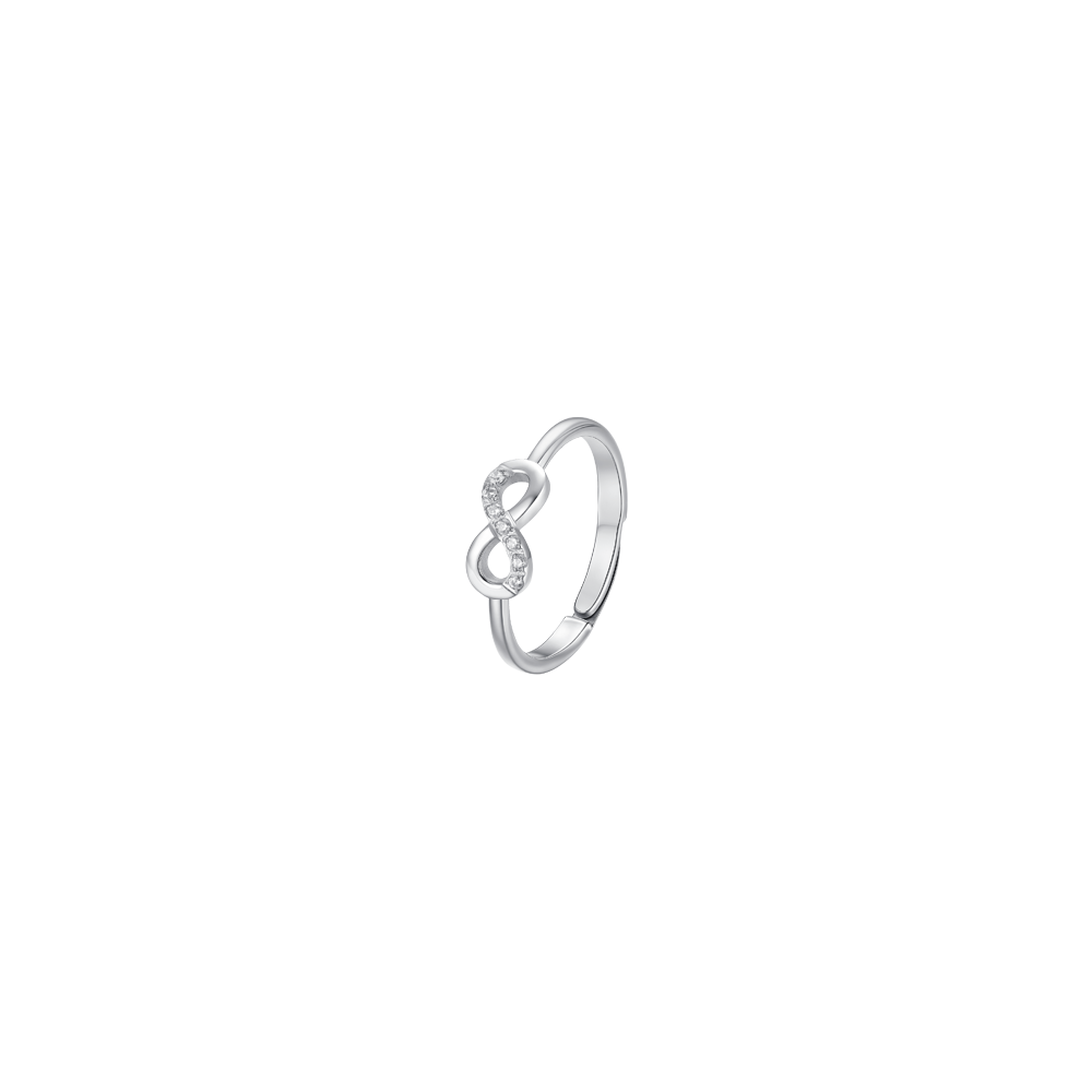 ANELLO DONNA IN ACCIAIO CON INFINITO E ZIRCONI BIANCHI