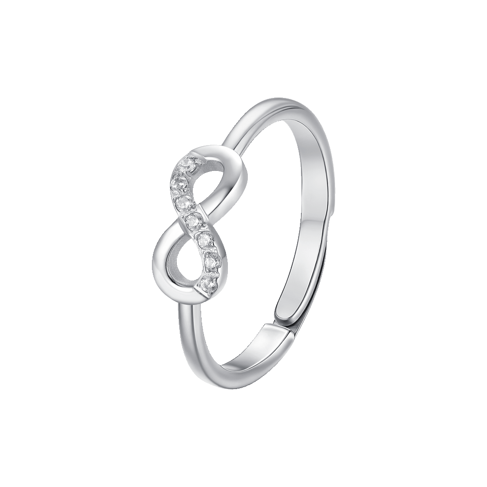 ANELLO DONNA IN ACCIAIO CON INFINITO E ZIRCONI BIANCHI