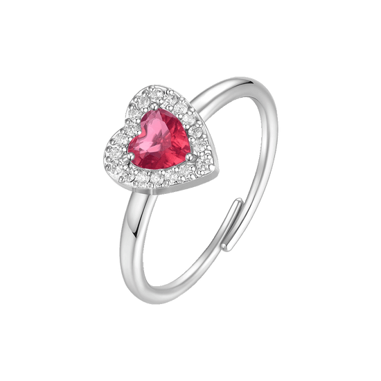 ANELLO DONNA IN ACCIAIO CON CUORE CON ZIRCONI ROSSI E BIANCHI