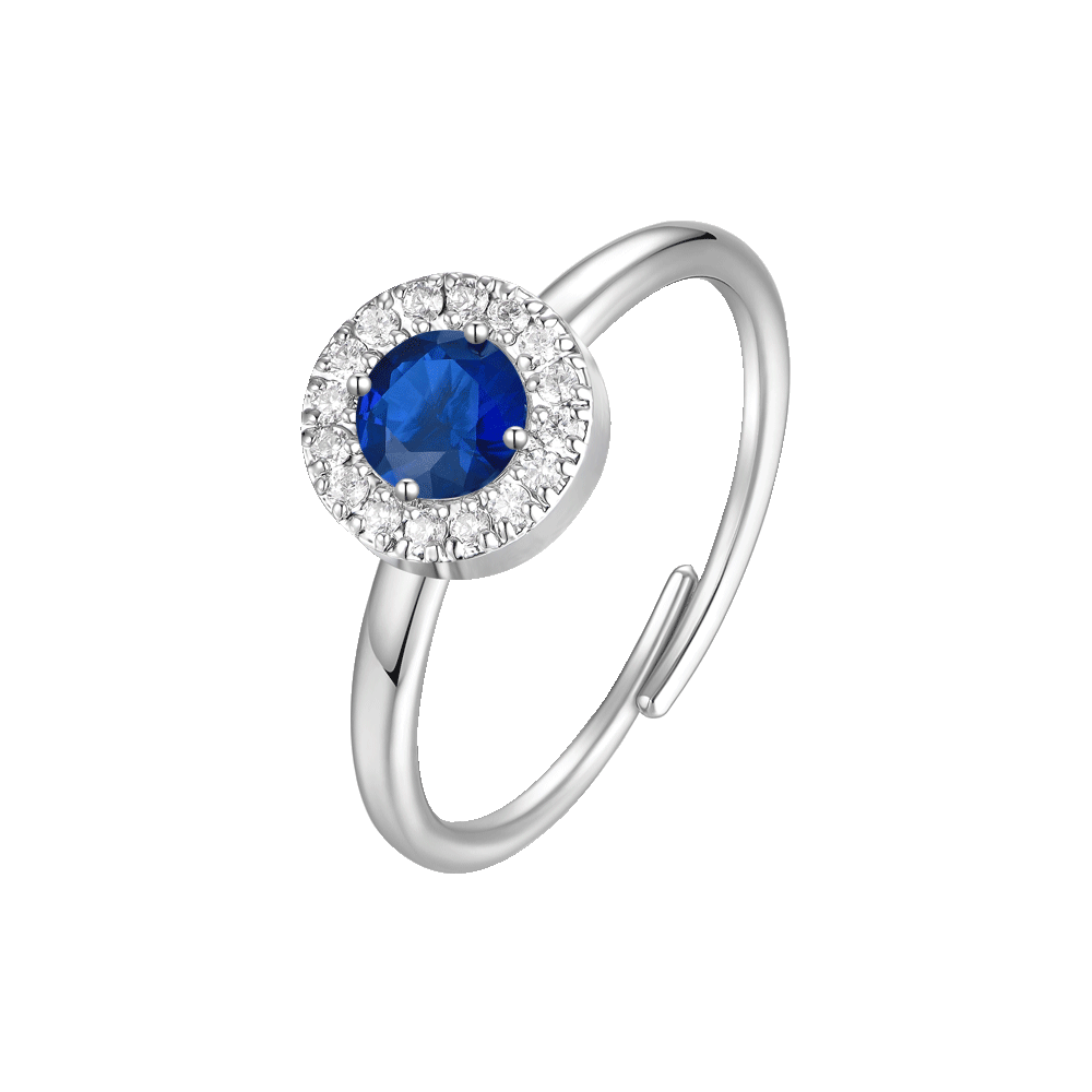 ANELLO DONNA IN ACCIAIO CON ELEMENTO CON ZIRCONI BLU E BIANCHI