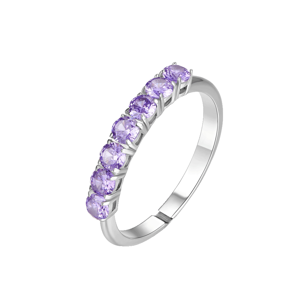 ANELLO DONNA IN ACCIAIO CON ZIRCONI VIOLA MISURA M