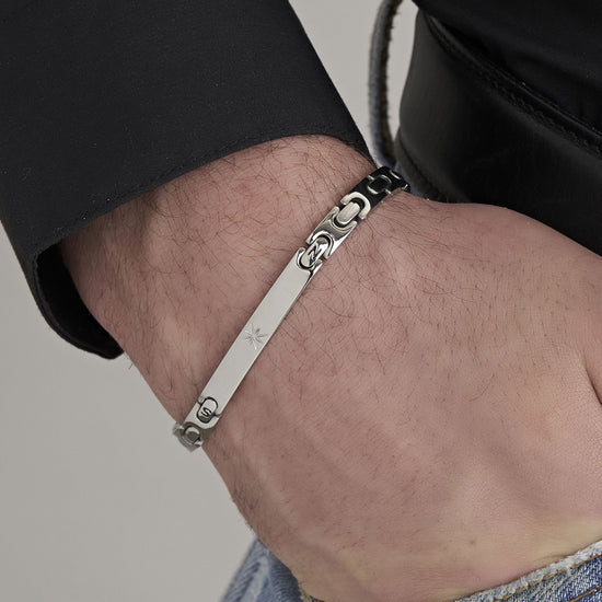 BRACELET POUR HOMMES EN ACIER ROSE DES VENTS Luca Barra