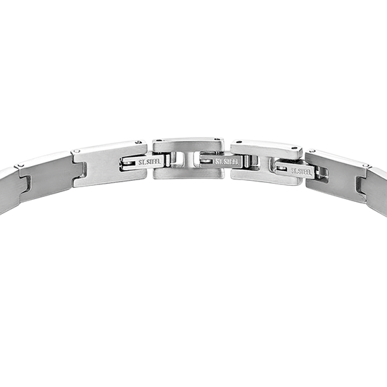 BRACELET POUR HOMME AVEC PLAQUE D'ACIER ET ÉLÉMENTS NOIRS