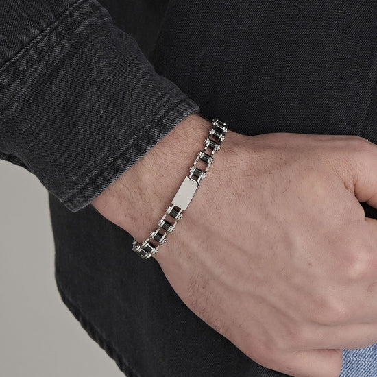 CHAÎNE CYLINK POUR HOMME EN ACIER IP BRACELET NOIR Luca Barra