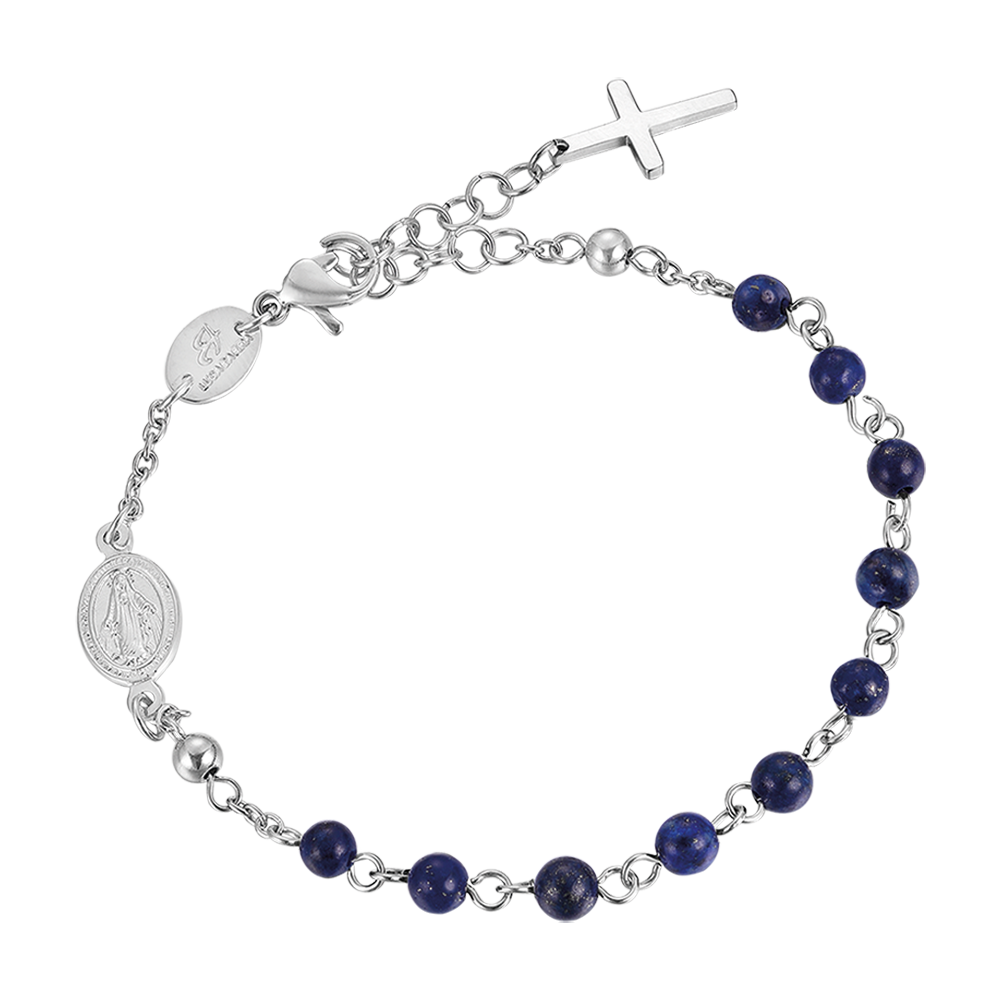 BRACELET ROSAIRE POUR HOMME EN ACIER AVEC PIERRES LAPIS Luca Barra