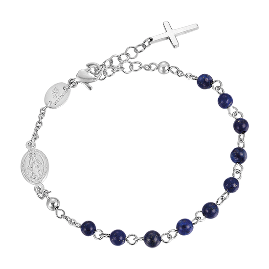 BRACELET ROSAIRE POUR HOMME EN ACIER AVEC PIERRES LAPIS Luca Barra