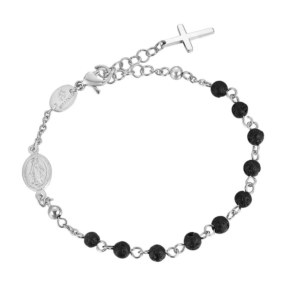 BRACELET ROSAIRE POUR HOMME EN ACIER AVEC PIERRE LAVIQUE Luca Barra