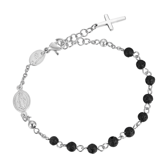 BRACELET ROSAIRE POUR HOMME EN ACIER AVEC PIERRE LAVIQUE Luca Barra