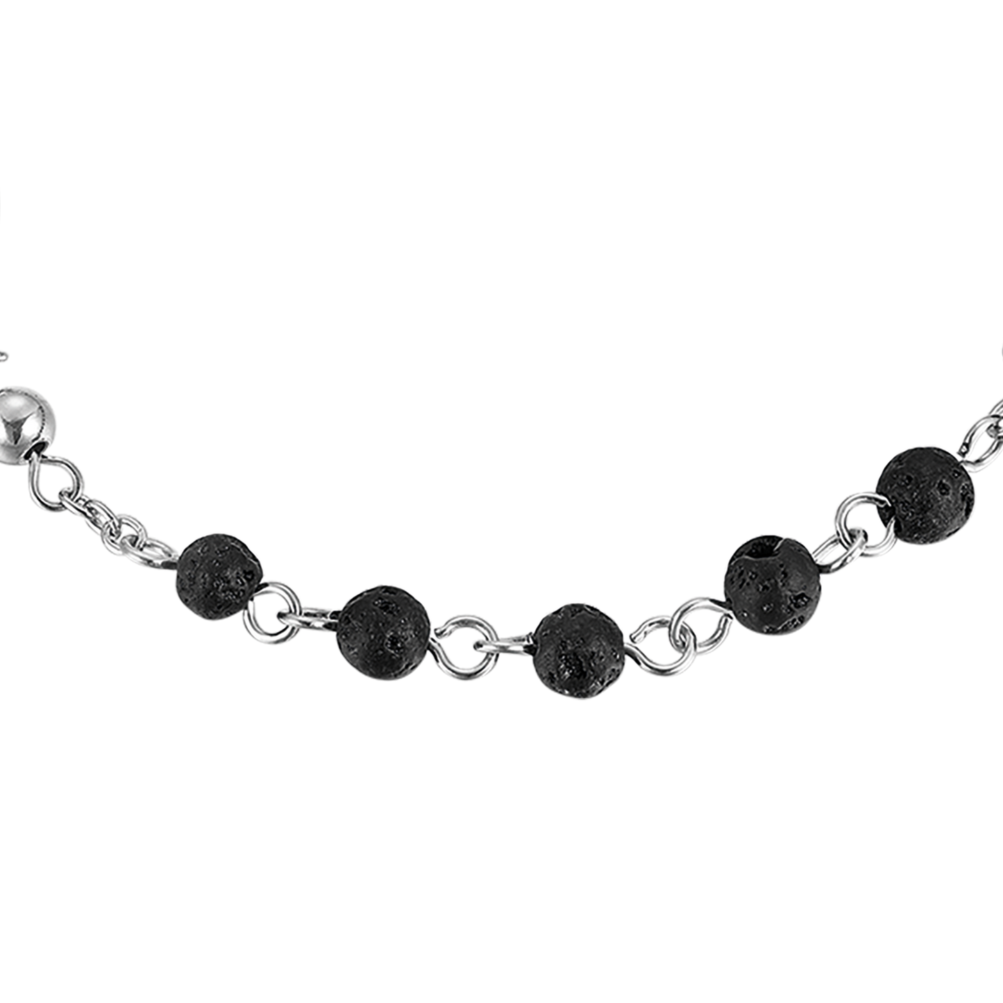 BRACELET ROSAIRE EN ACIER POUR HOMME AVEC PIERRE DE LAVE
