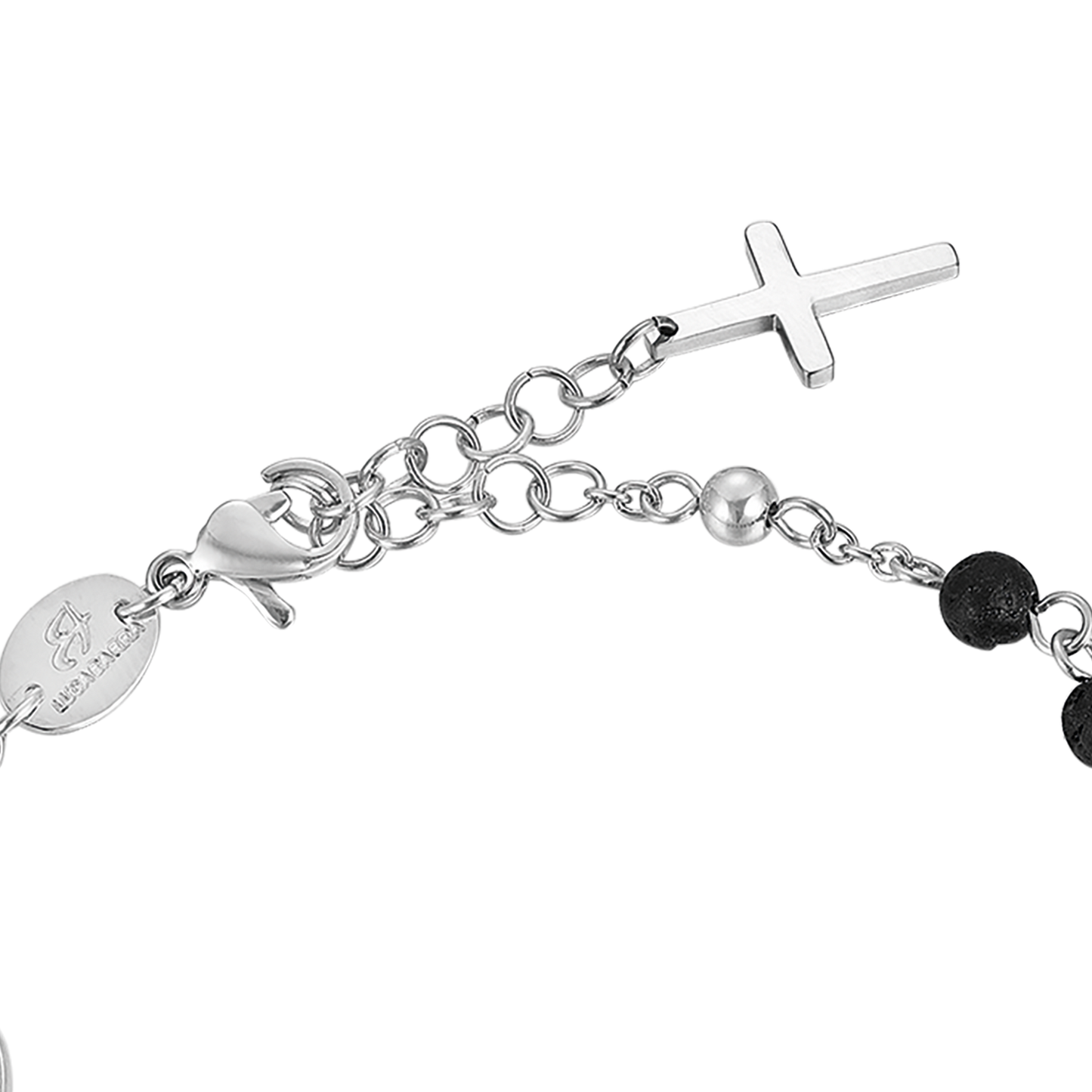 BRACELET ROSAIRE EN ACIER POUR HOMME AVEC PIERRE DE LAVE