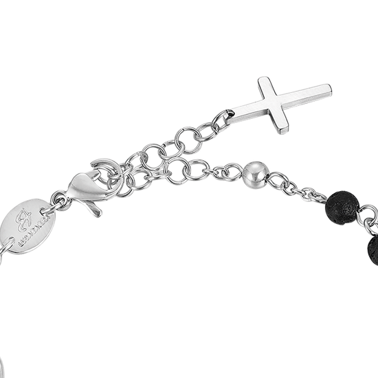 BRACELET ROSAIRE EN ACIER POUR HOMME AVEC PIERRE DE LAVE