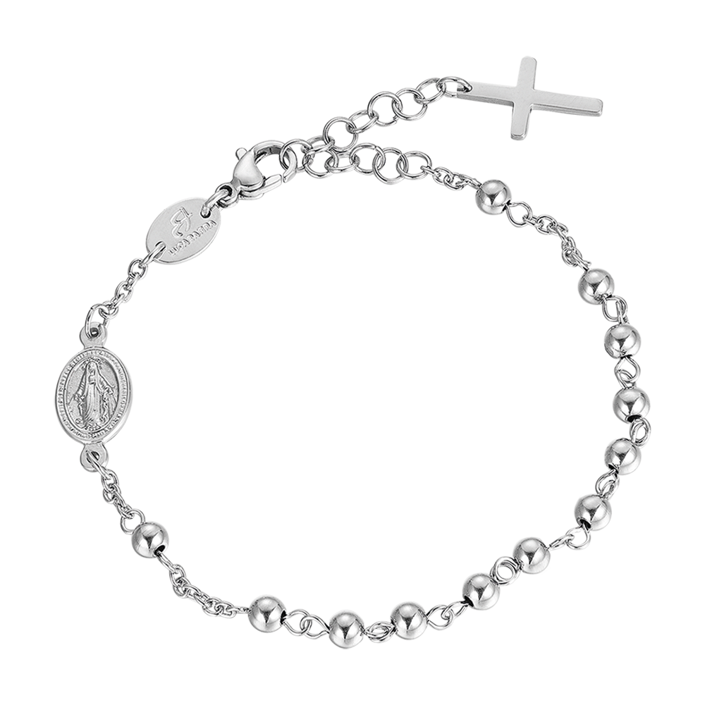 BRACELET ROSAIRE DE L'HOMME EN ACIER AVEC DES OS EN ACIER Luca Barra