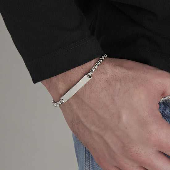 BRACELET EN ACIER POUR HOMME AVEC PLAQUE PERSONNALISABLE Luca Barra